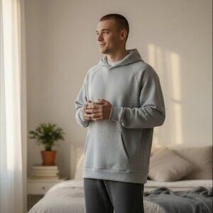 NWT - All In Motion - Men's Mesh Spacer Fleece Hoodie - Heather Gray - XXL